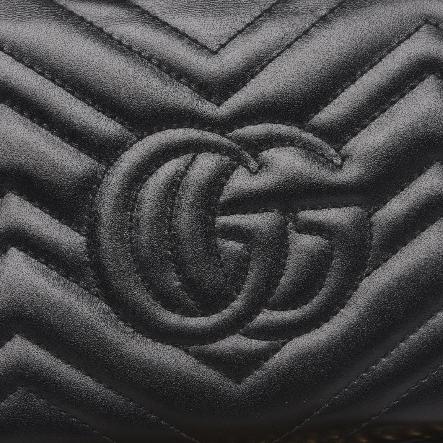 Gucci Calfskin Matelasse GG Marmont Chain Wallet Black 11 of 12