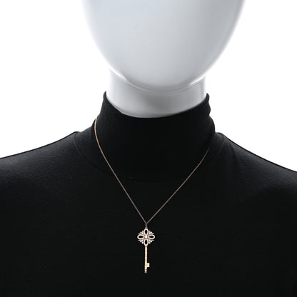 Tiffany 18K Rose Gold Diamond Medium Victoria Key Pendant Necklace 3 of 5