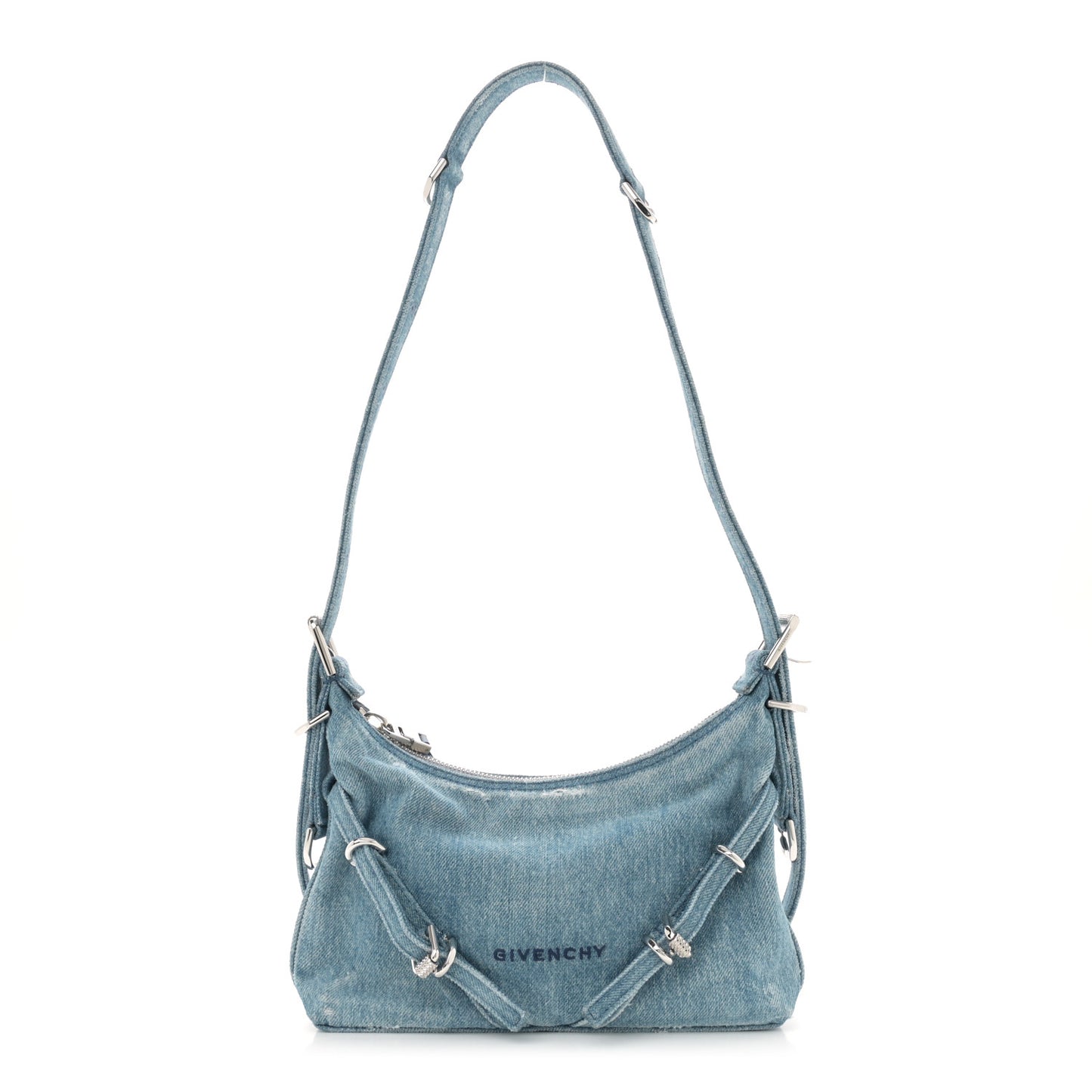 Washed Denim Mini Voyou Boyfriend Party Bag Medium Blue