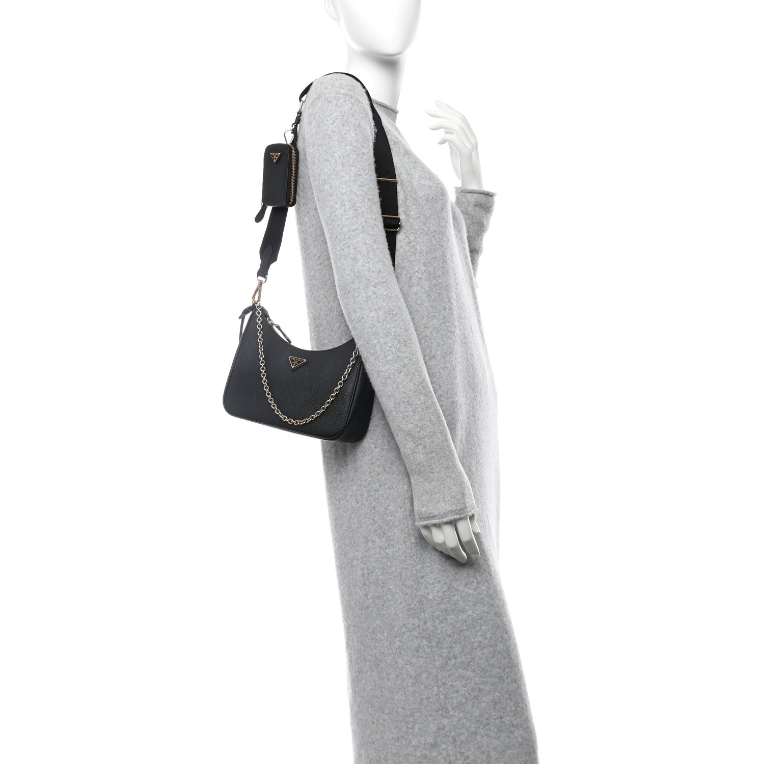 Prada Saffiano Lux Re-Edition 2005 Shoulder Bag Black 2 of 10