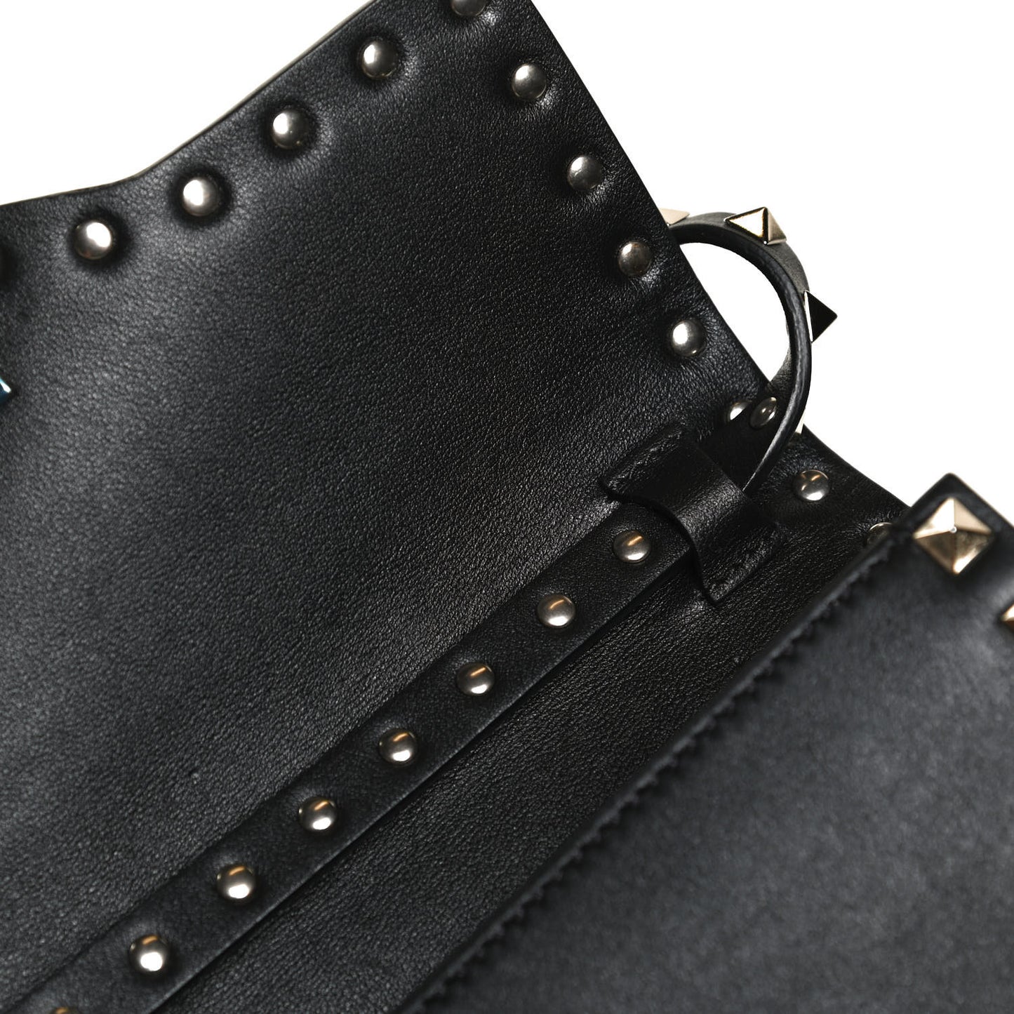 Vitello Medium Rockstud Flip Lock Crossbody Bag Black