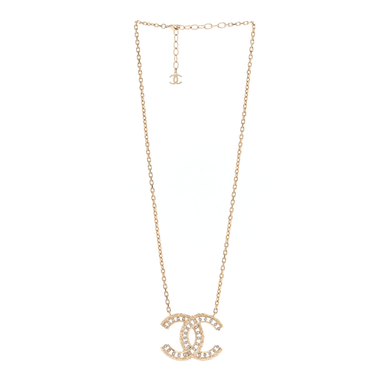 Crystal Textured CC Necklace Gold