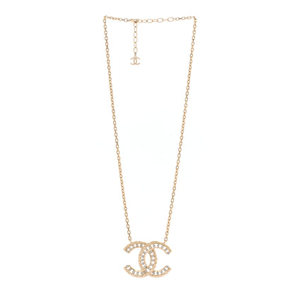 Chanel Crystal Textured CC Necklace Gold 3 of 6