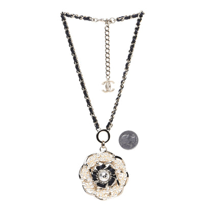 Chanel Lambskin Pearl CC Camellia Chain Necklace Gold 2 of 10