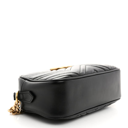 Gucci Calfskin Matelasse Small GG Marmont Chain Shoulder Bag Black 4 of 10