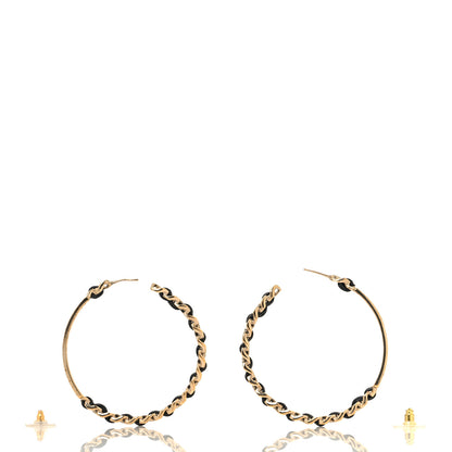 Chanel Metal Lambskin Crystal Sergeant Chanel Hoop Earrings Gold 4 of 8