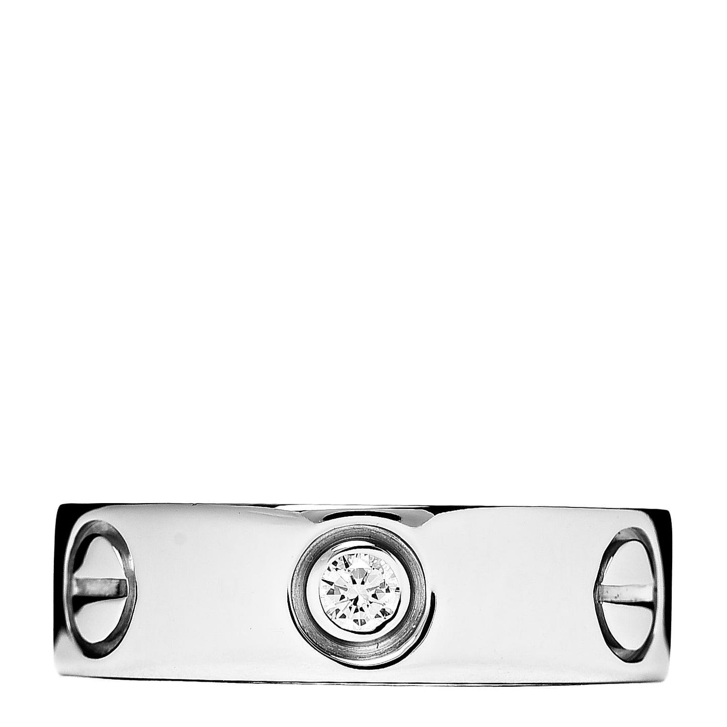18K White Gold 3 Diamond 5.5mm LOVE Ring 49 5