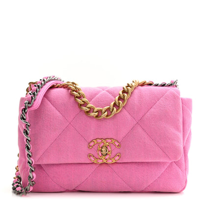 Chanel Denim Quilted Medium Chanel 19 Flap Neon Pink 1 of 10