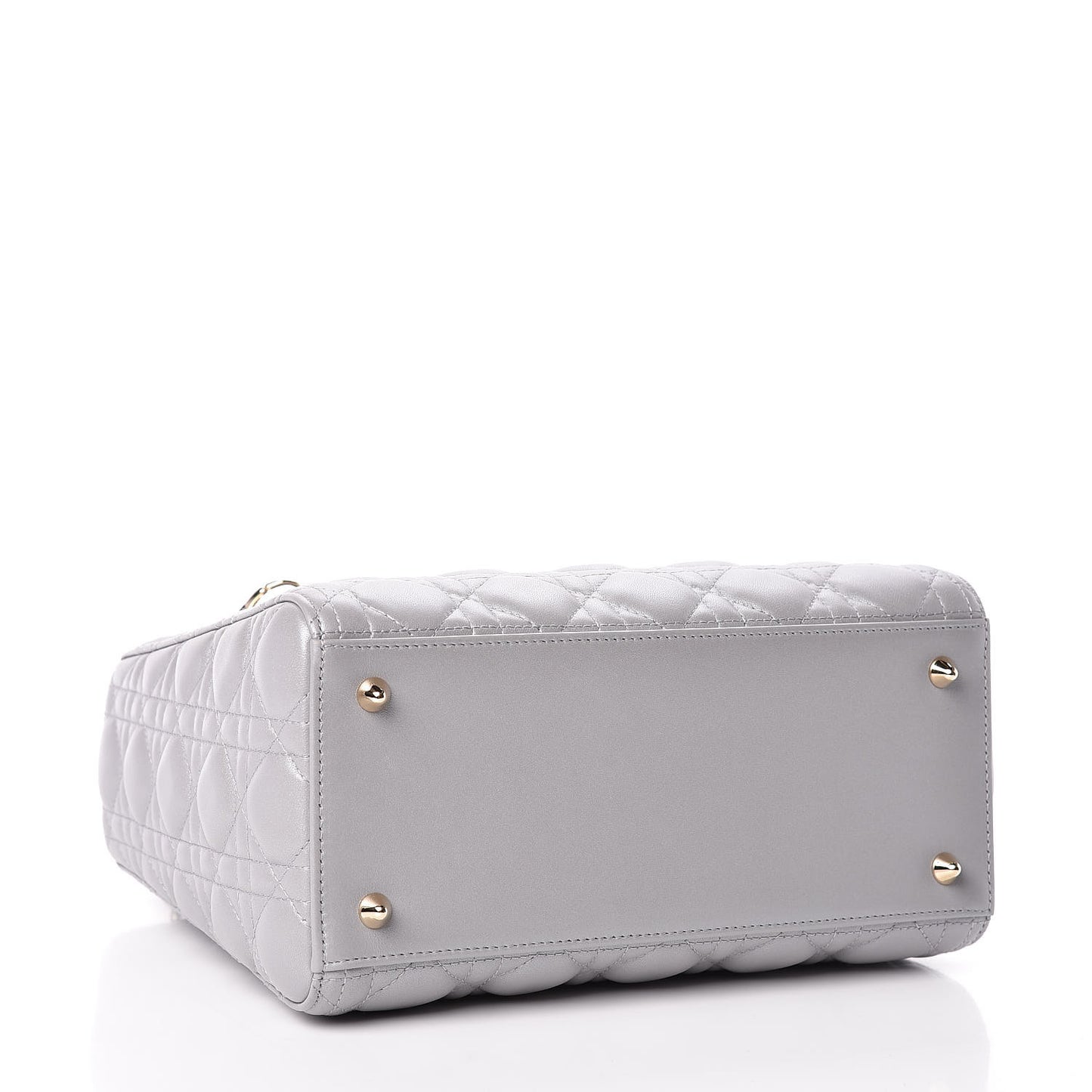 Pearly Lambskin Cannage Medium Lady Dior Grey