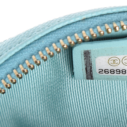 Chanel Caviar Quilted Zip Around Classic Coin Purse Light Blue 8 of 9