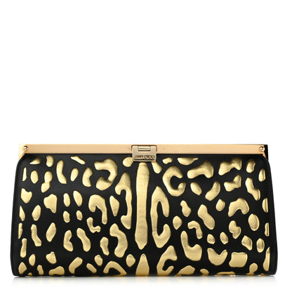 Jimmy Choo Calfskin Metallic Clutch Black Gold 1 of 10