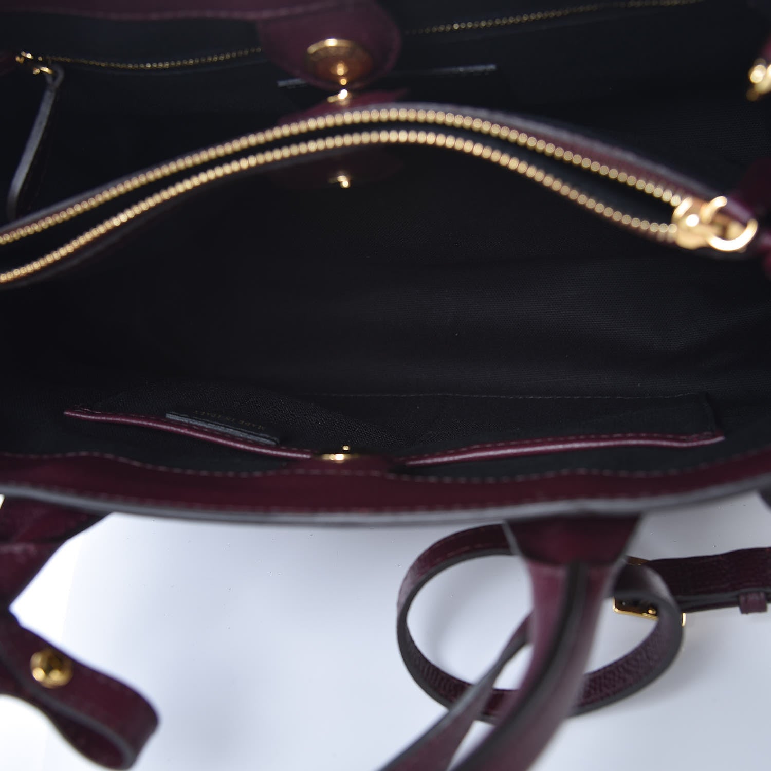 Burberry Grainy Calfskin House Check Medium Banner Tote Mahogany Red 5 of 7