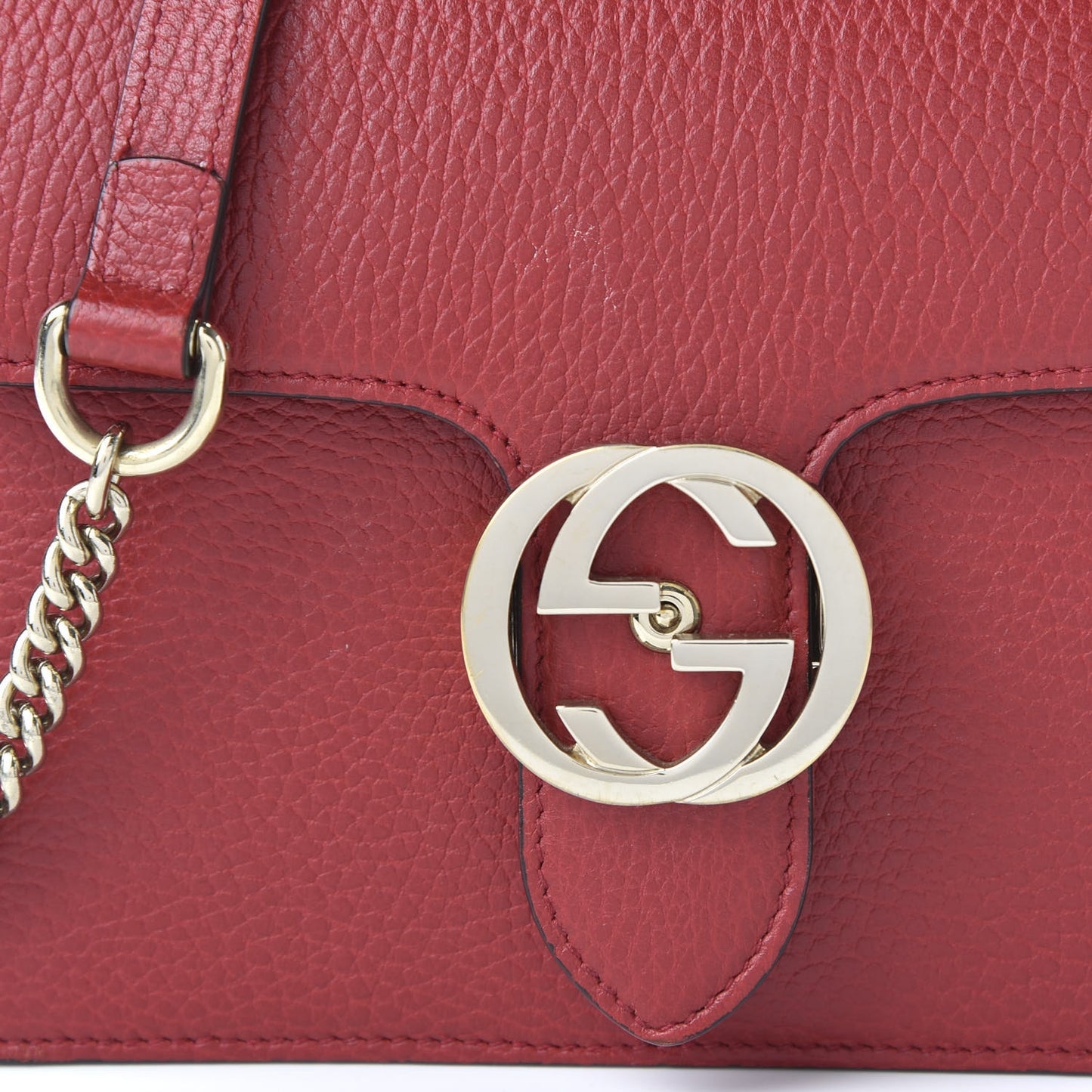 Dollar Calfskin Small Interlocking G Shoulder Bag Red