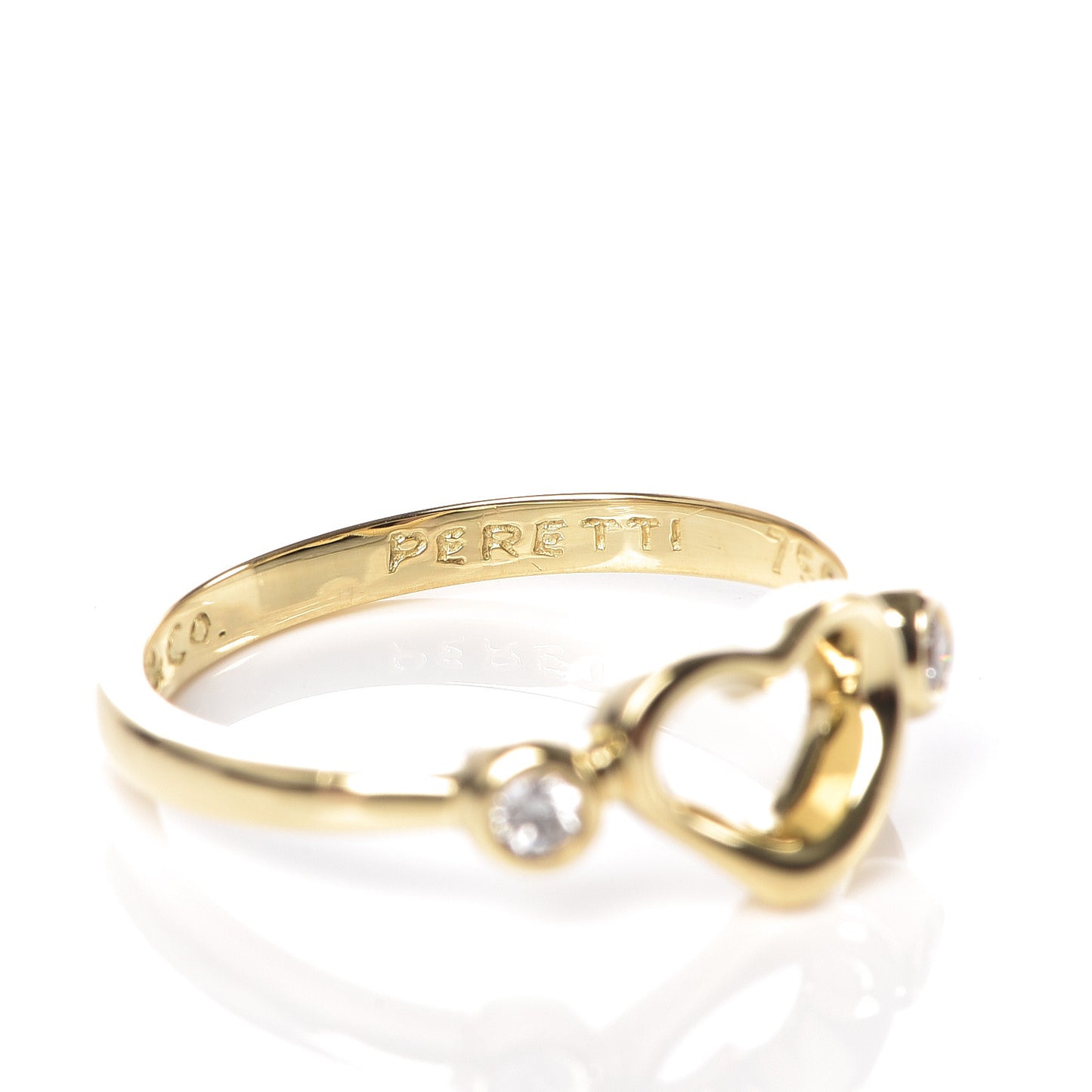 18K Yellow Gold Diamond Mini Elsa Peretti Open Heart Ring 50 5.25