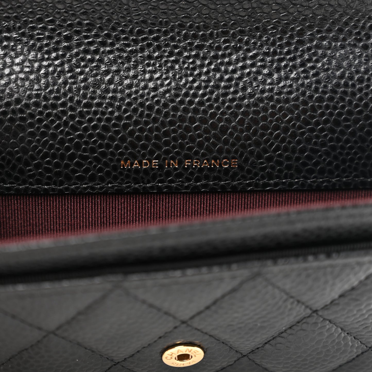 Caviar Quilted Flap Card Holder Wallet Black