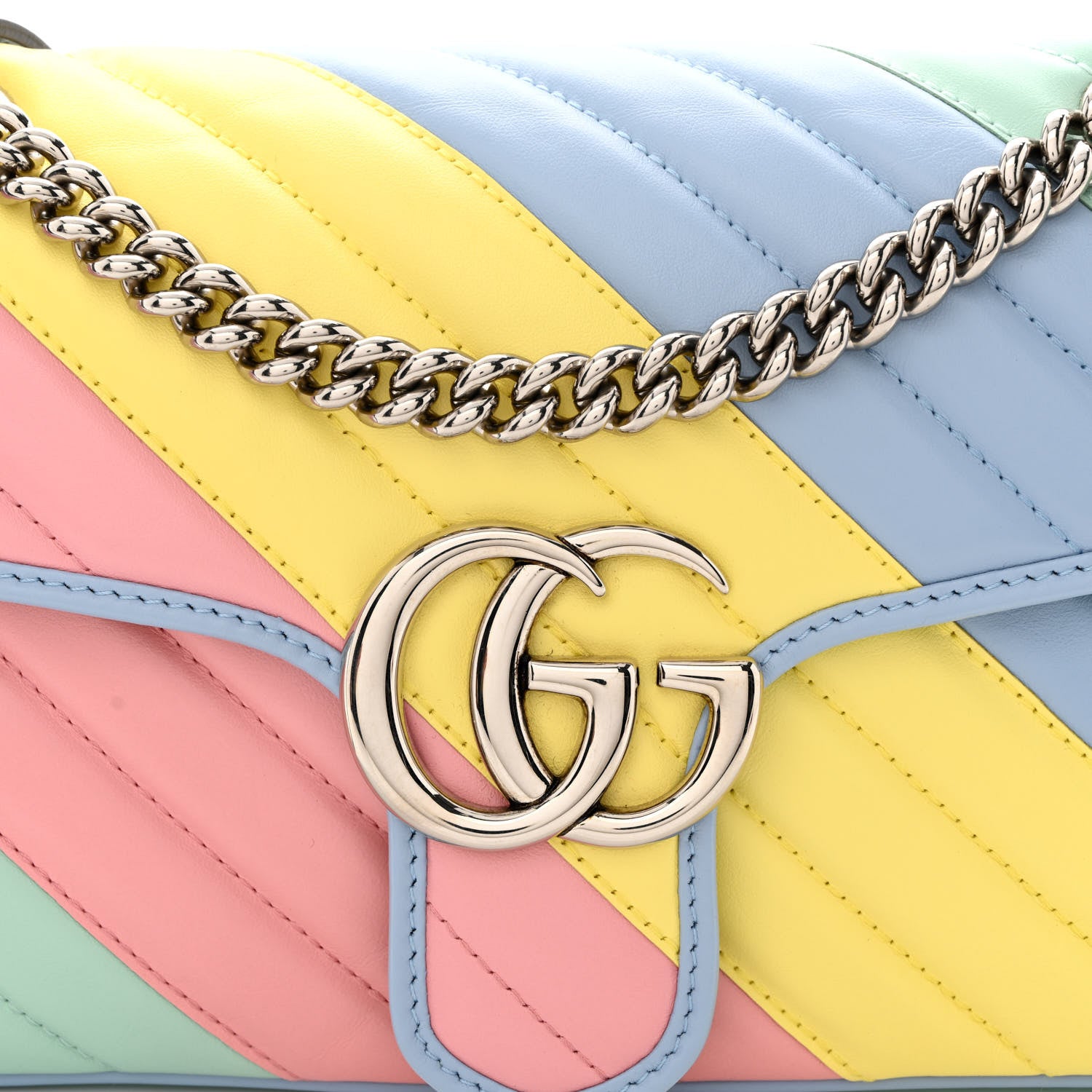 Gucci Calfskin Matelasse Diagonal Small GG Marmont Shoulder Bag Multicolor Pastel 8 of 12