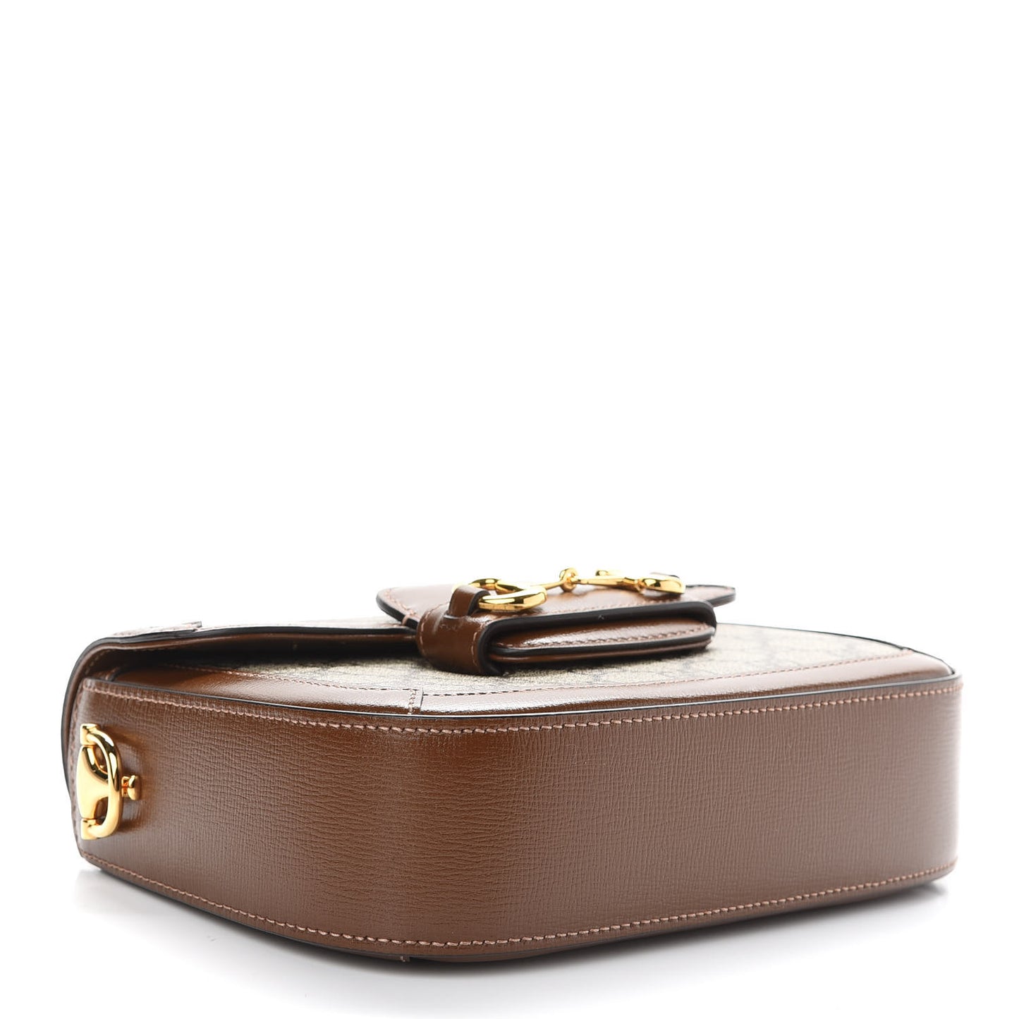 GG Supreme Monogram Web Mini Horsebit 1955 Shoulder Bag Beige Brown Sugar