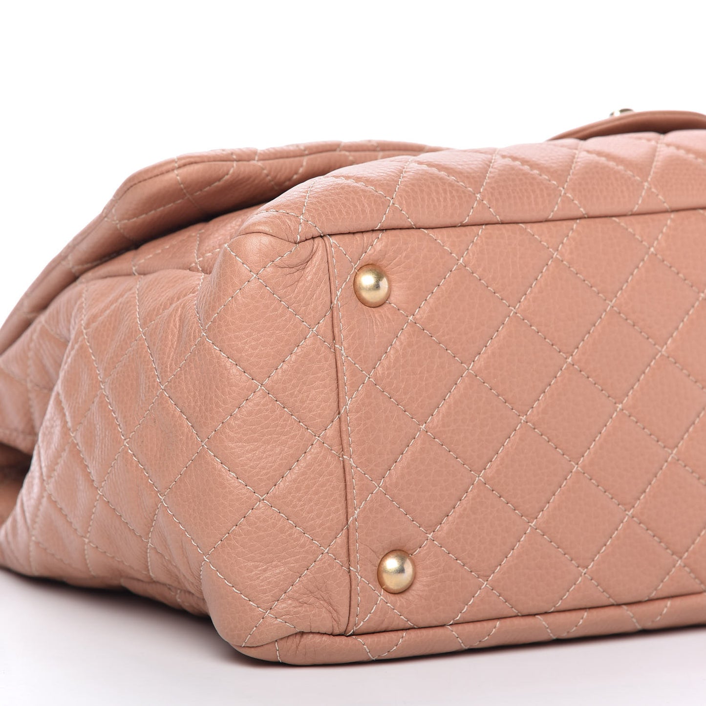 Calfskin Quilted XXL Travel Flap Bag Camel