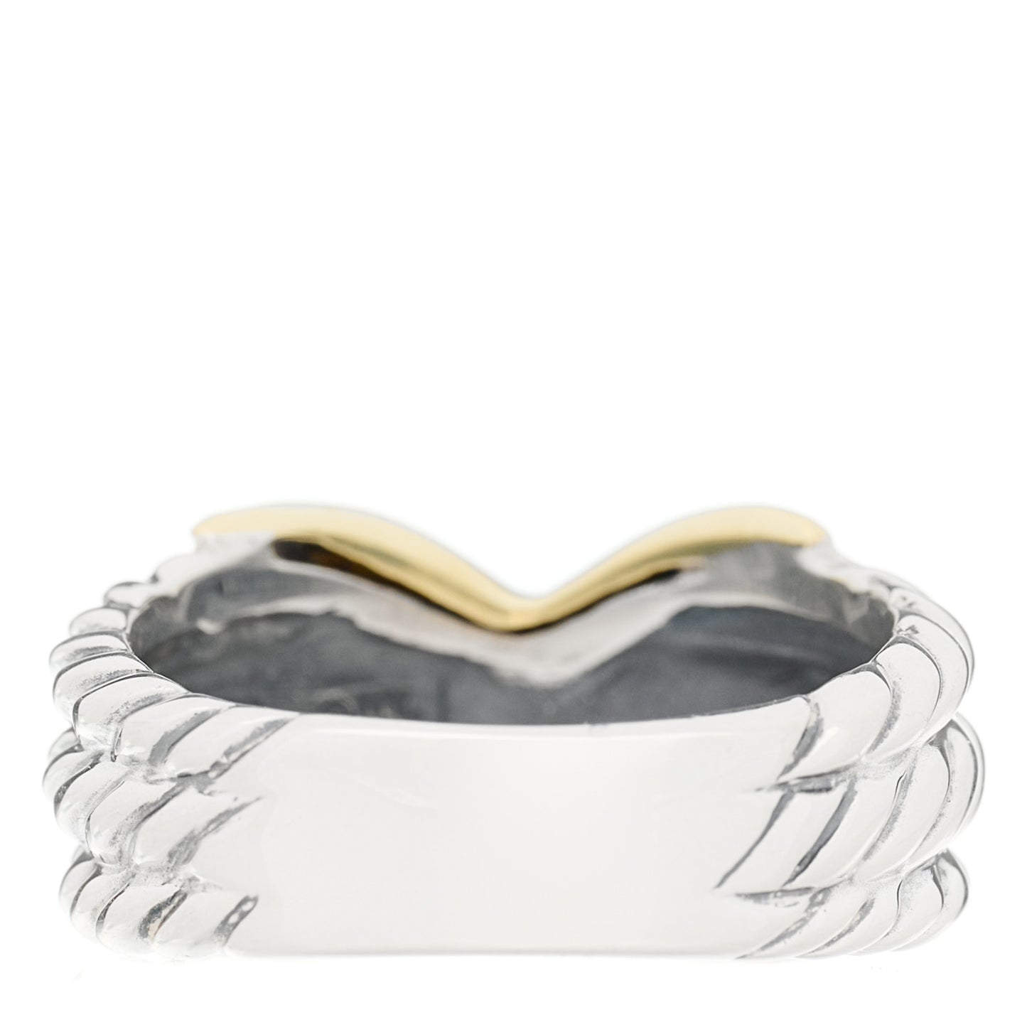 Sterling Silver 14K Yellow Gold X Triple Row Ring 54 6.75