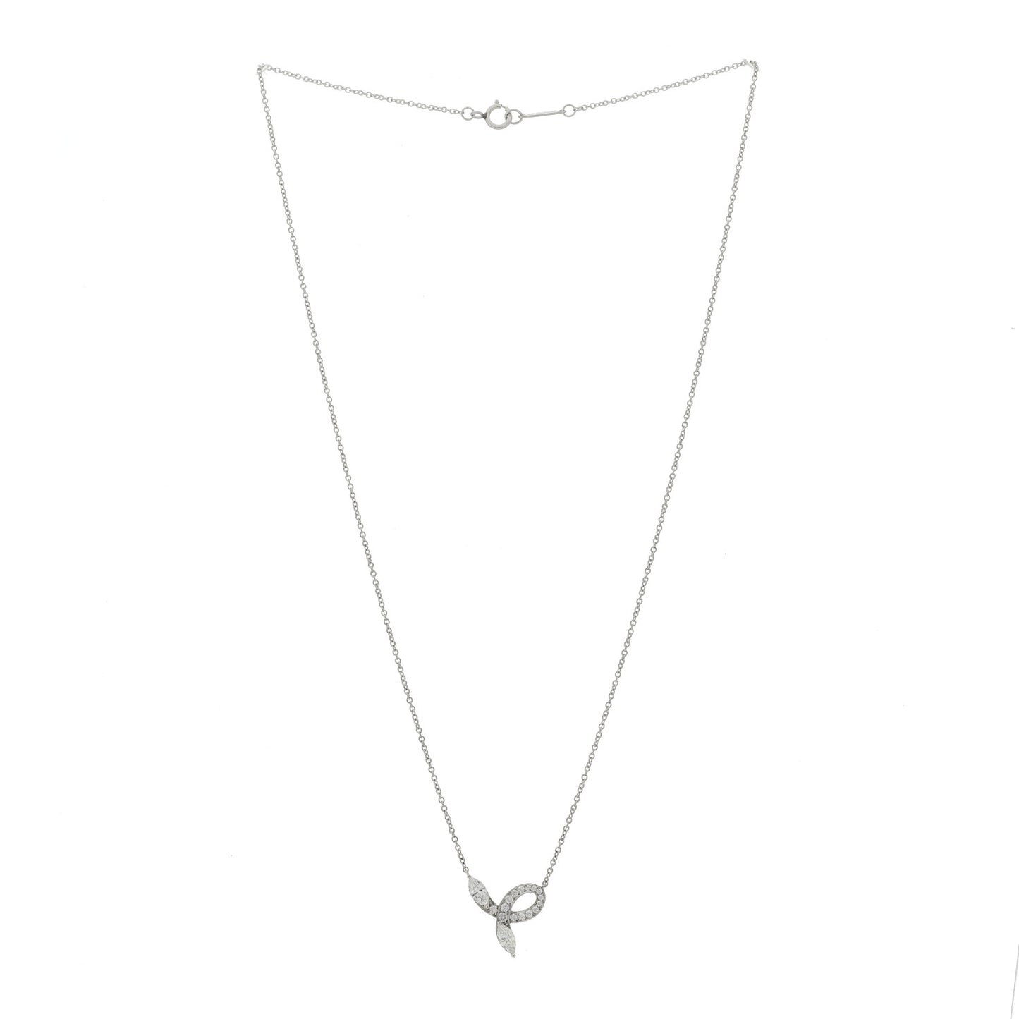 Platinum Diamond Victoria Bow Necklace