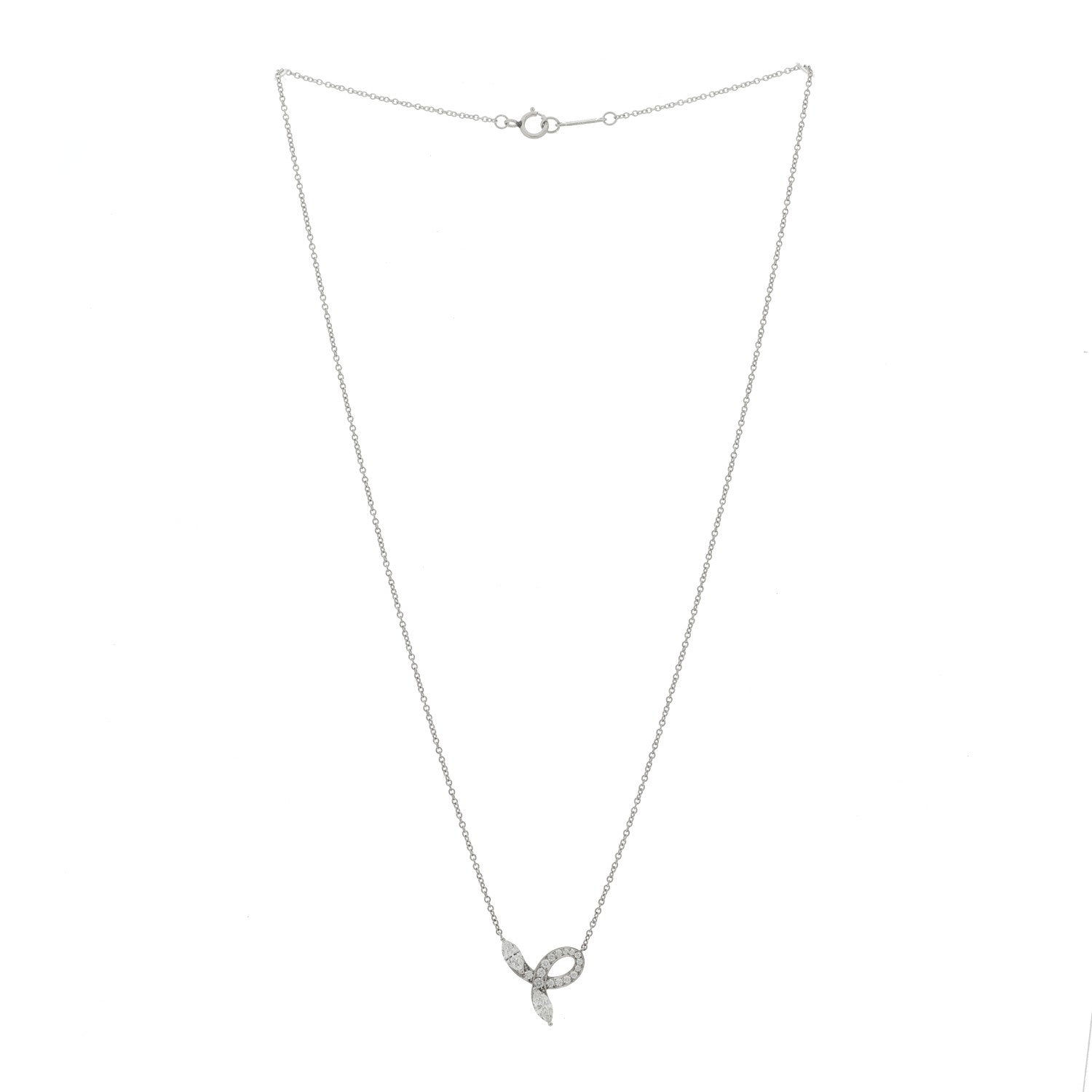 Tiffany Platinum Diamond Victoria Bow Necklace 3 of 5