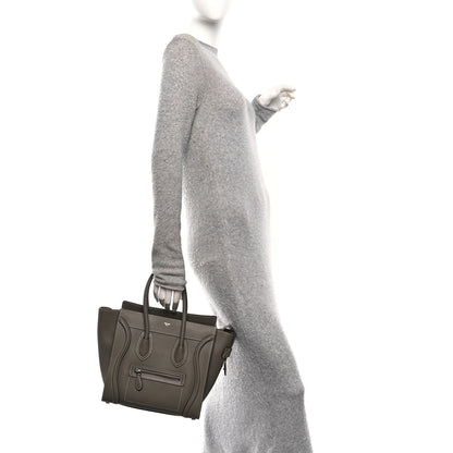 Celine Drummed Calfskin Micro Luggage Souris 2 of 11