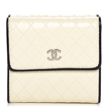 Chanel Calfskin Diamond Stitch CC Compact Wallet Ivory 1 of 9