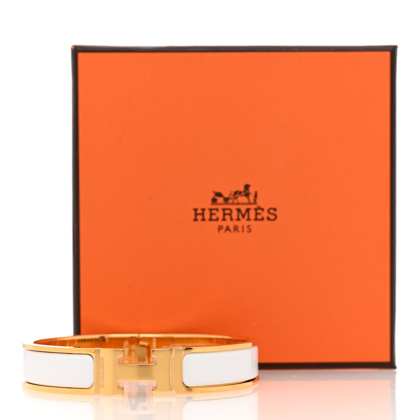 Enamel Narrow Clic Clac H Bracelet GM White