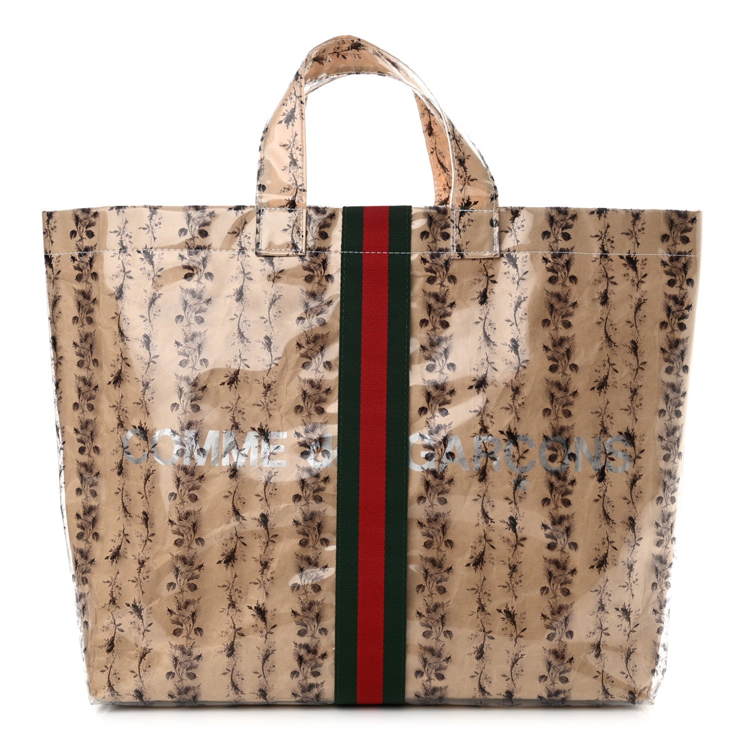 Gucci X COME DE GARCONS Plastic Web Floral Paper Shopper Tote 1 of 11
