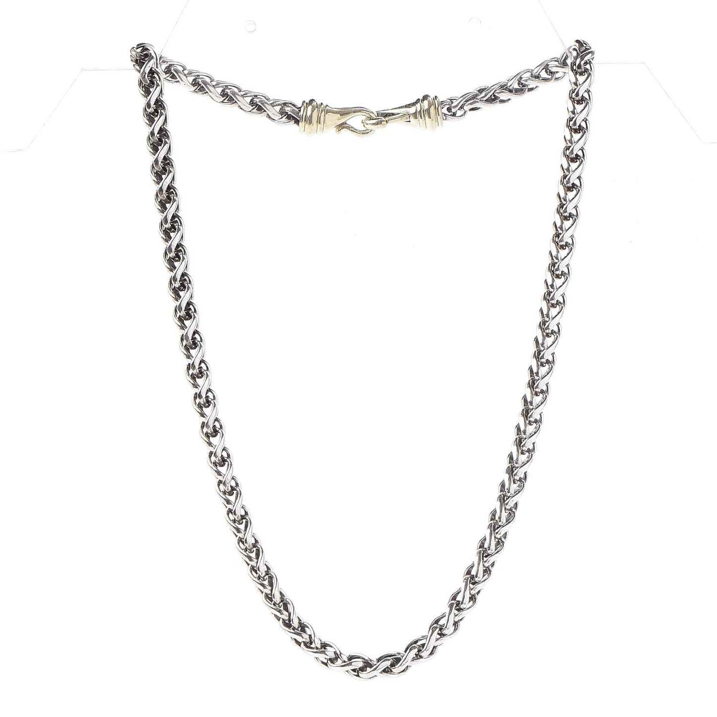Sterling Silver 14K Yellow Gold 6mm Wheat Chain Necklace