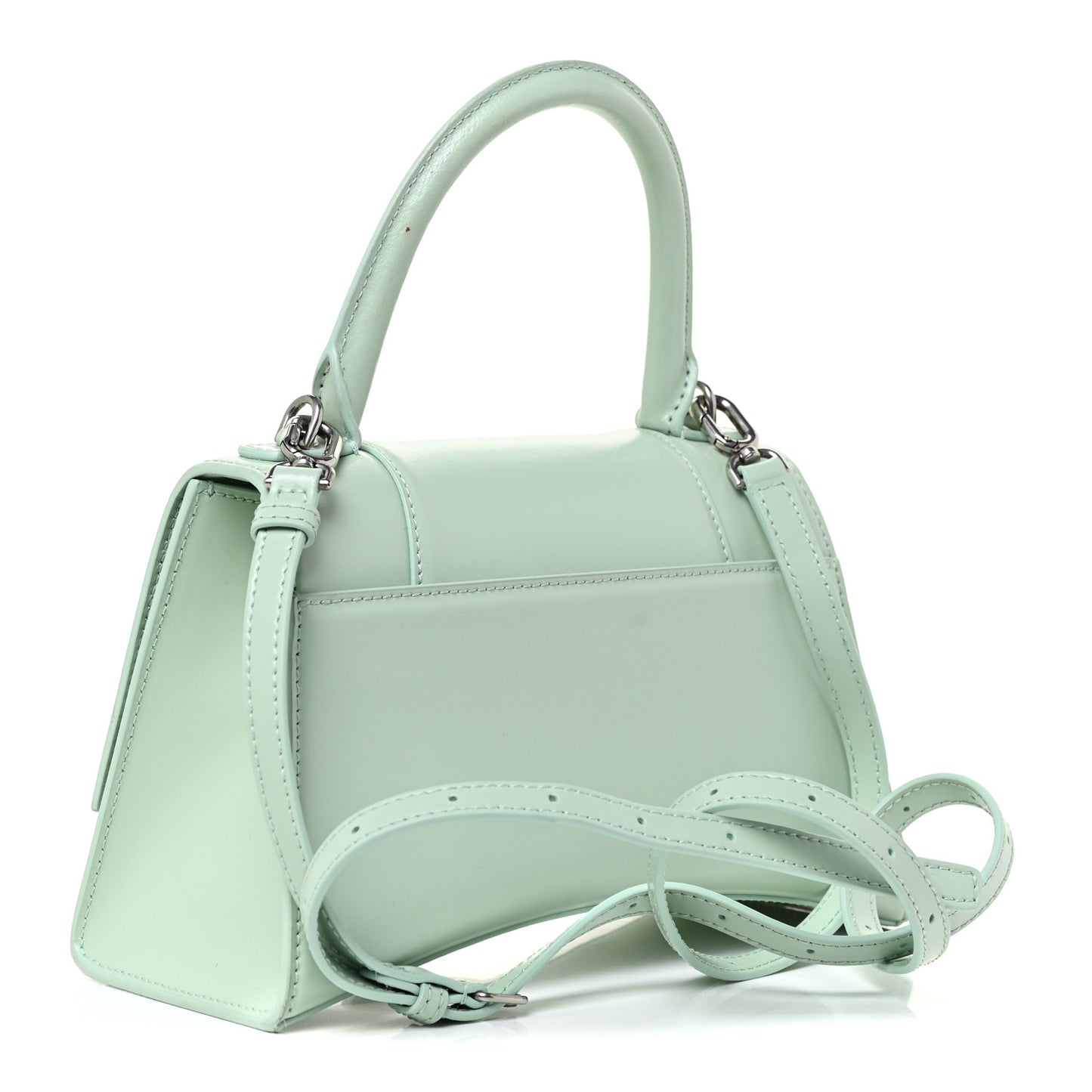 Shiny Box Calfskin Small Hourglass Top Handle Bag Light Green
