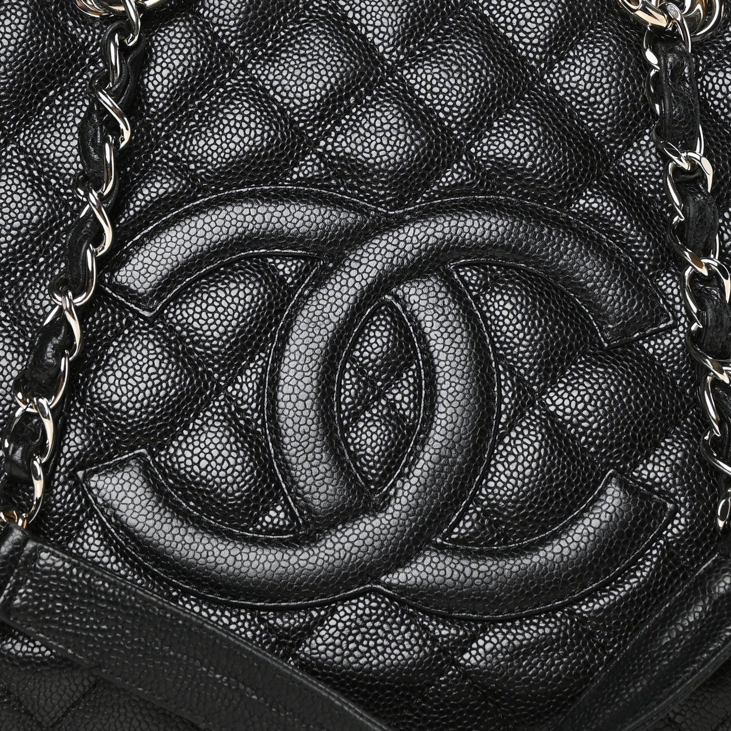 Caviar Quilted Grand Shopping Tote GST Black