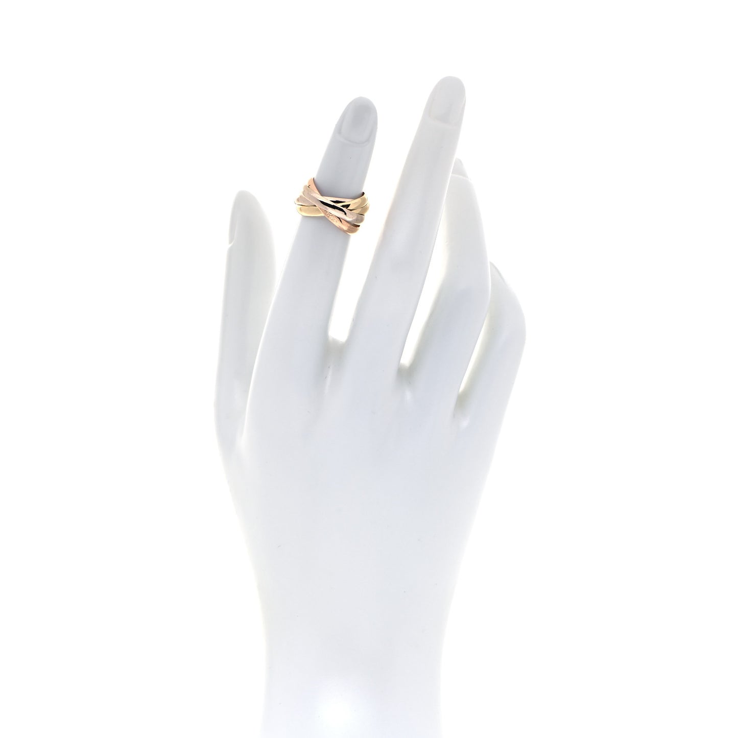 18K Pink Yellow White Gold Five Band Les Must De Cartier Trinity Ring 48 4.5