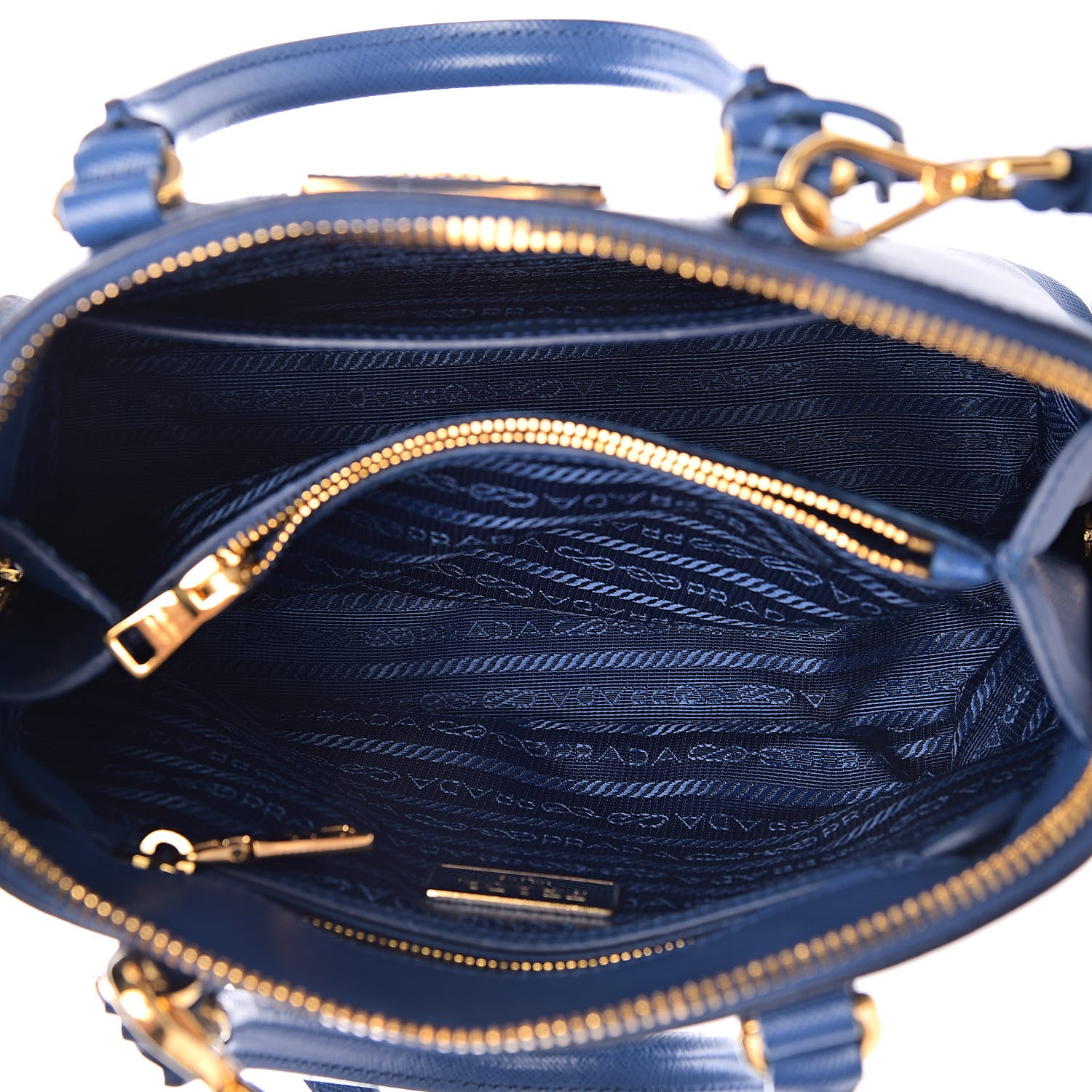 Prada Saffiano Lux Small Promenade Tote Azzurro 5 of 10