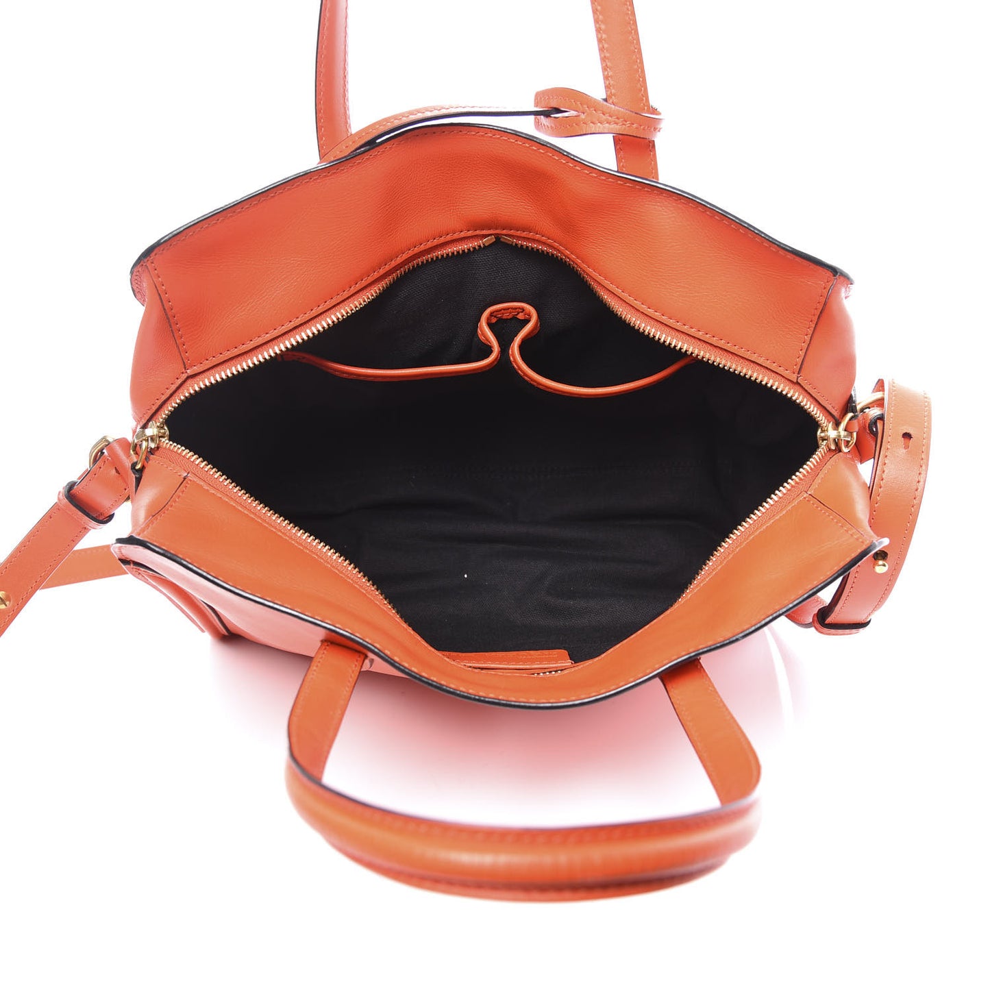 Calfskin Small Skull Padlock Zip Around Tote Orange