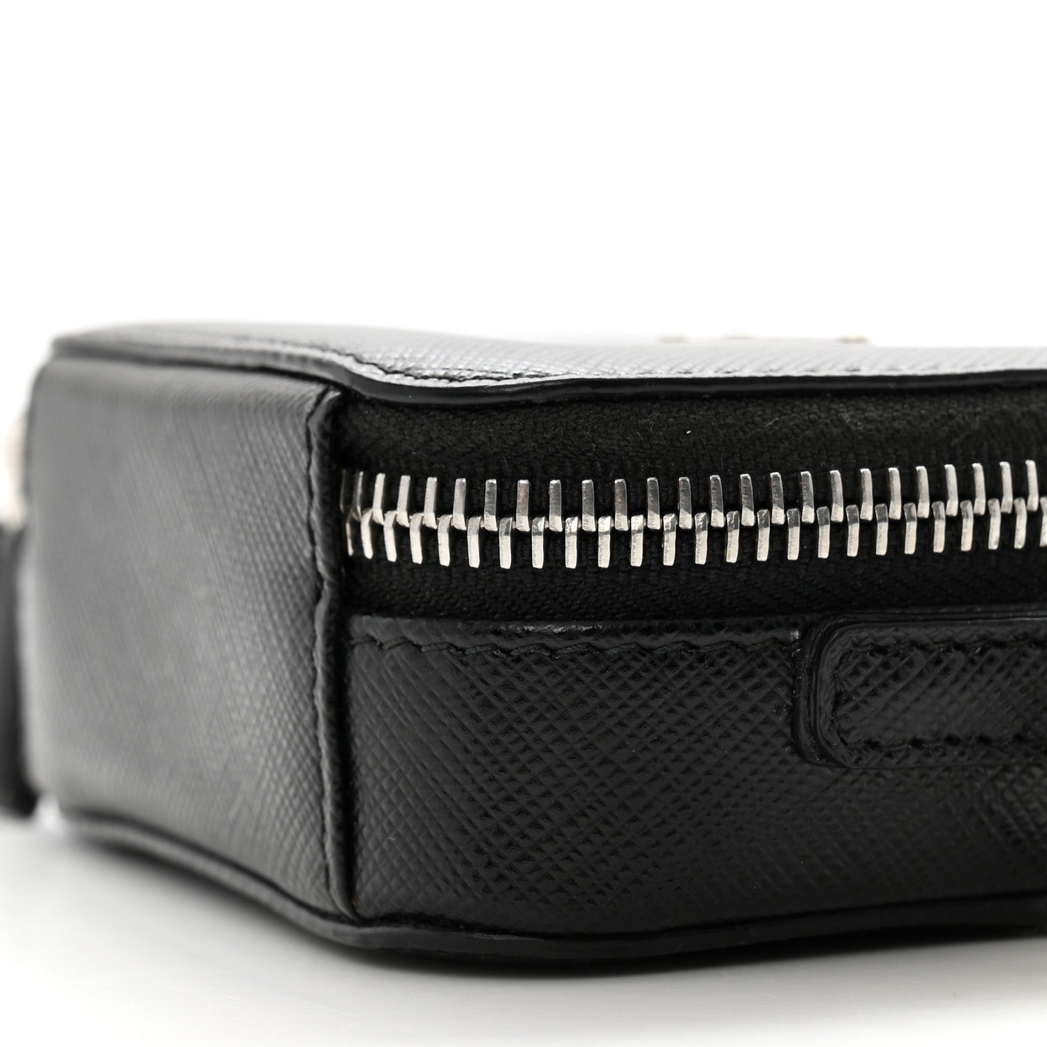 Prada Saffiano Travel Metal Triangle Logo Mini Pouch Shoulder Bag