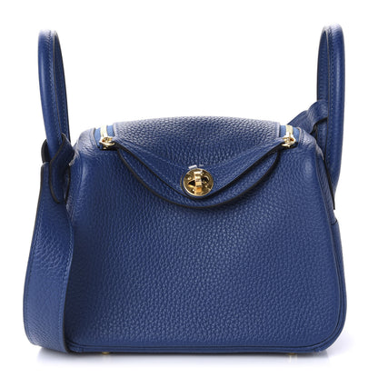 Hermes Taurillon Clemence Mini Lindy 20 Deep Bleu 1 of 12