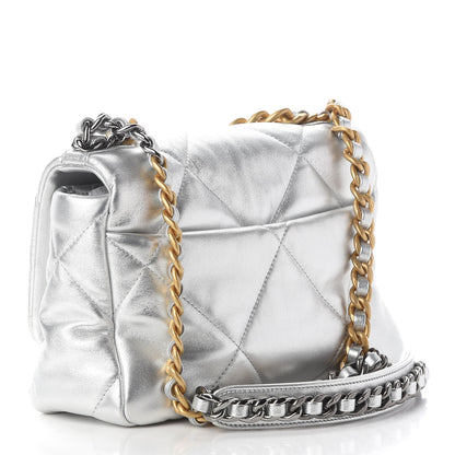 Chanel Metallic Lambskin Quilted Medium Chanel 19 Flap Silver 3 of 9