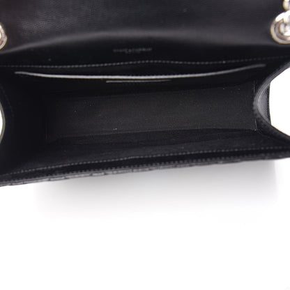 Saint Laurent Grain De Poudre Textured Mixed Matelasse Triquilt Medium Monogram Satchel Black 5 of 9