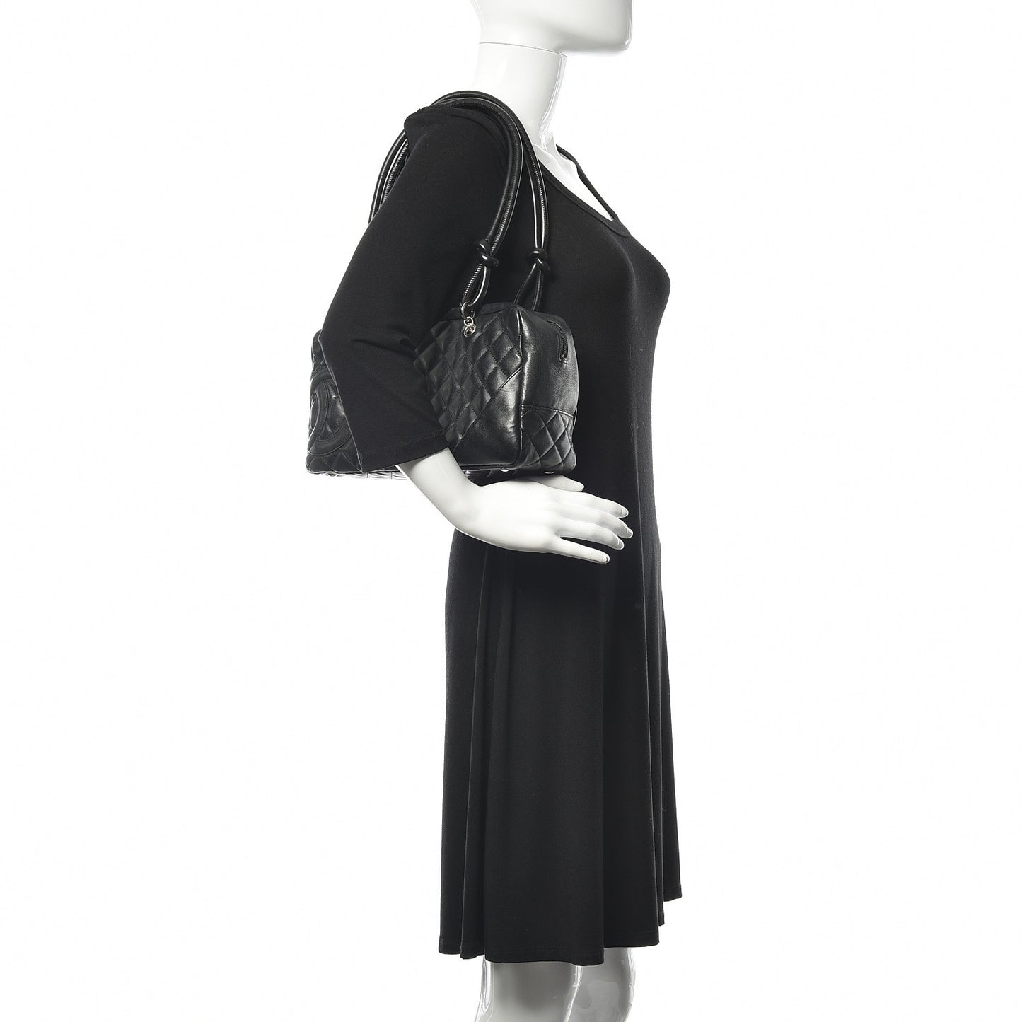 Calfskin Quilted Large Cambon Bowler Black