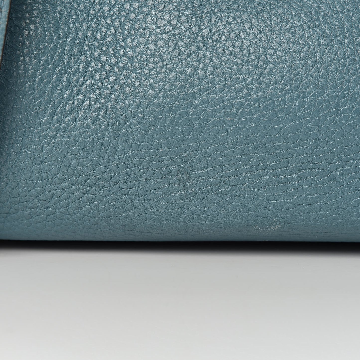 Pebbled Calfskin Medium Bamboo Shopper Tote Light Blue