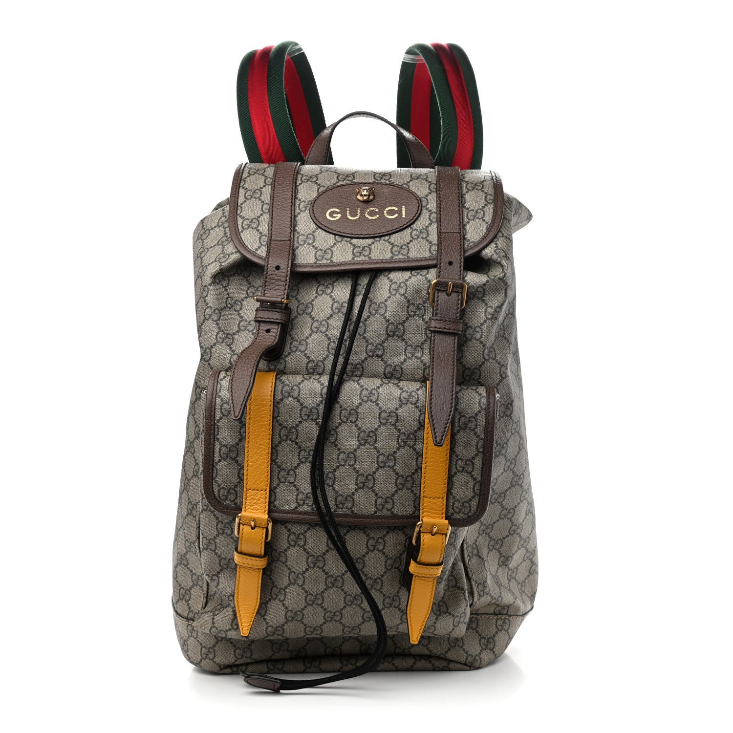 Gucci Soft GG Supreme Monogram Neo Vintage Double Buckle Backpack Beige New Acero Crop 1 of 9