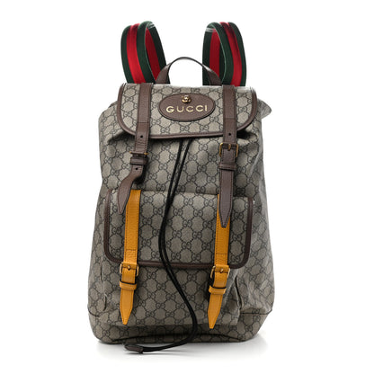 Gucci Soft GG Supreme Monogram Neo Vintage Double Buckle Backpack Beige New Acero Crop 1 of 9