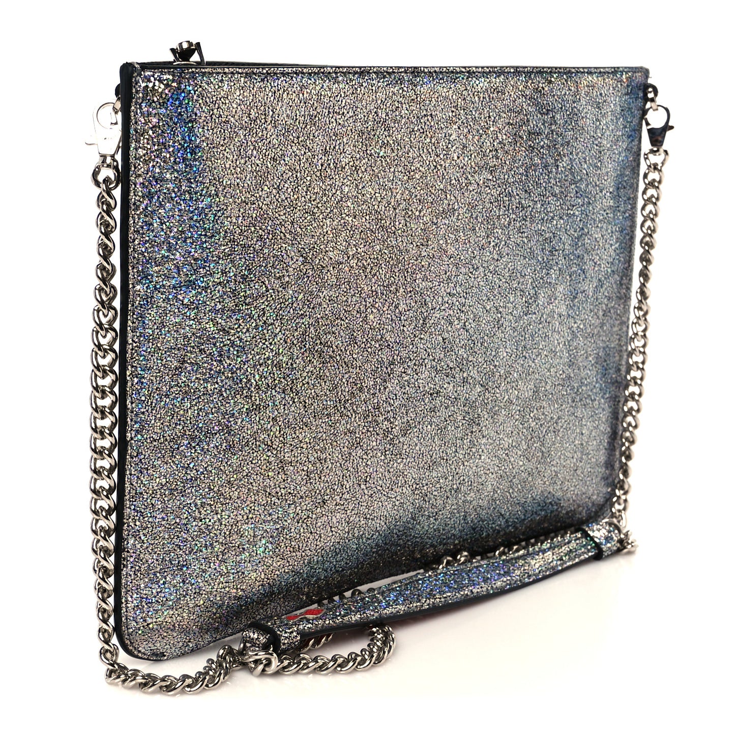 Nappa Mica Studded Loubiclutch Silver