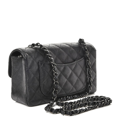 Chanel Crumpled Calfskin Quilted Mini Rectangular Flap So Black 3 of 8