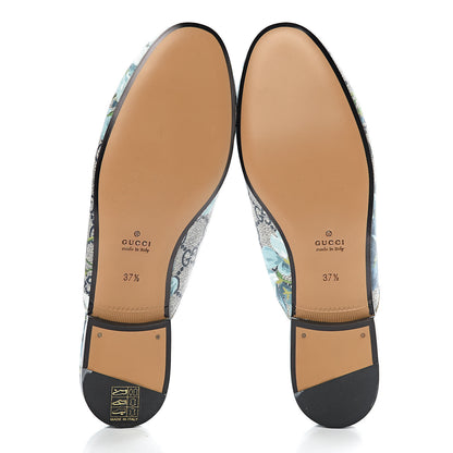 Gucci GG Supreme Monogram Blooms Womens Princetown Slippers 37.5 Beige Blue Navy Hibiscus Red 5 of 9