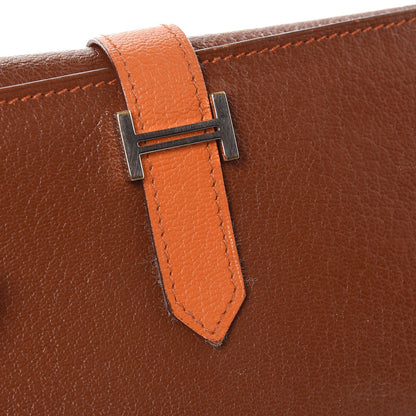 Hermes Chevre Mysore Bi Color Bearn Wallet Gold Orange 8 of 10