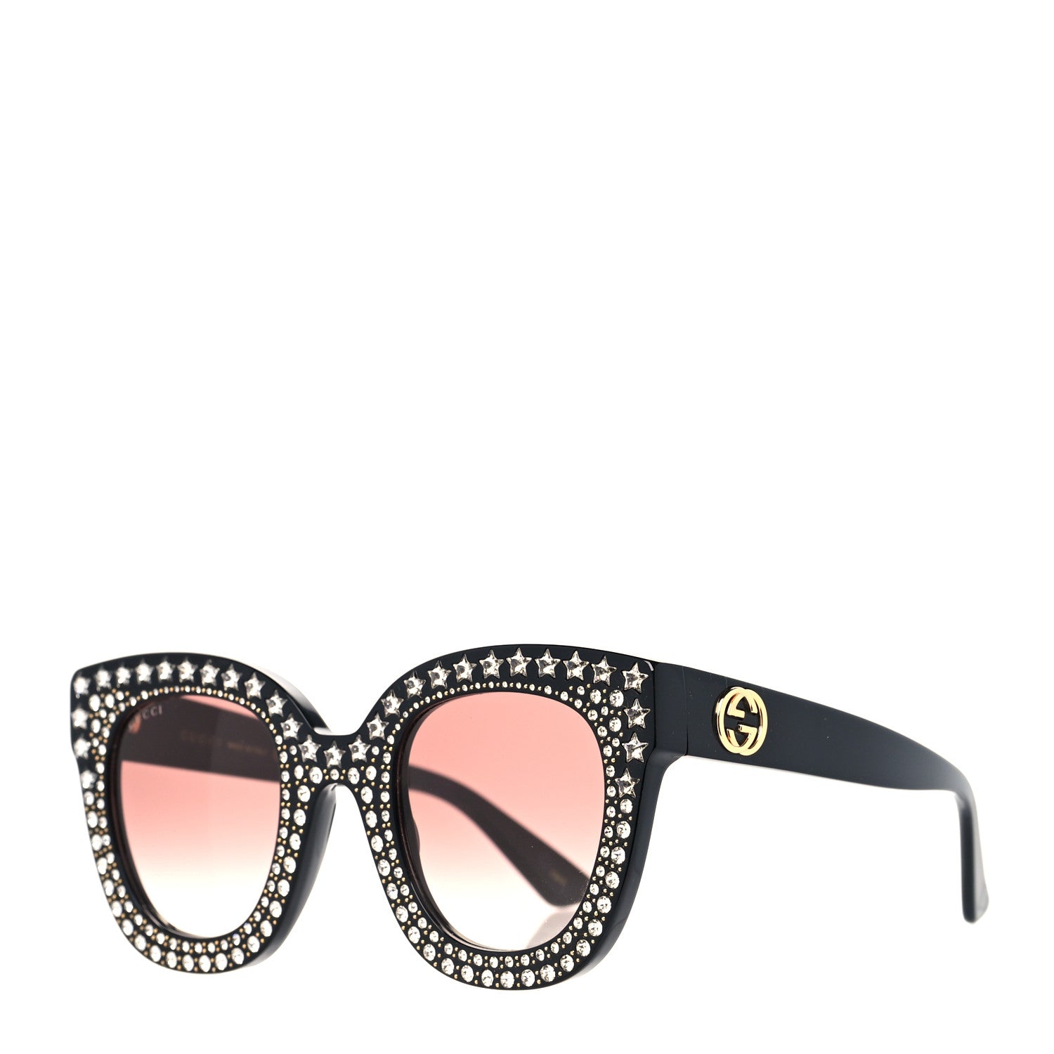 Gucci Acetate Stars Cat Eye Sunglasses GG0116S Black 1 of 8