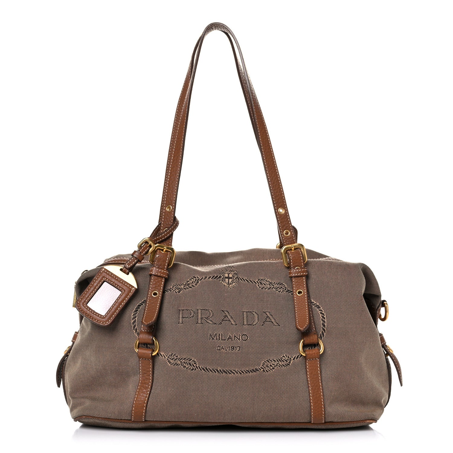Prada Jacquard Logo Tote Brown 1 of 23