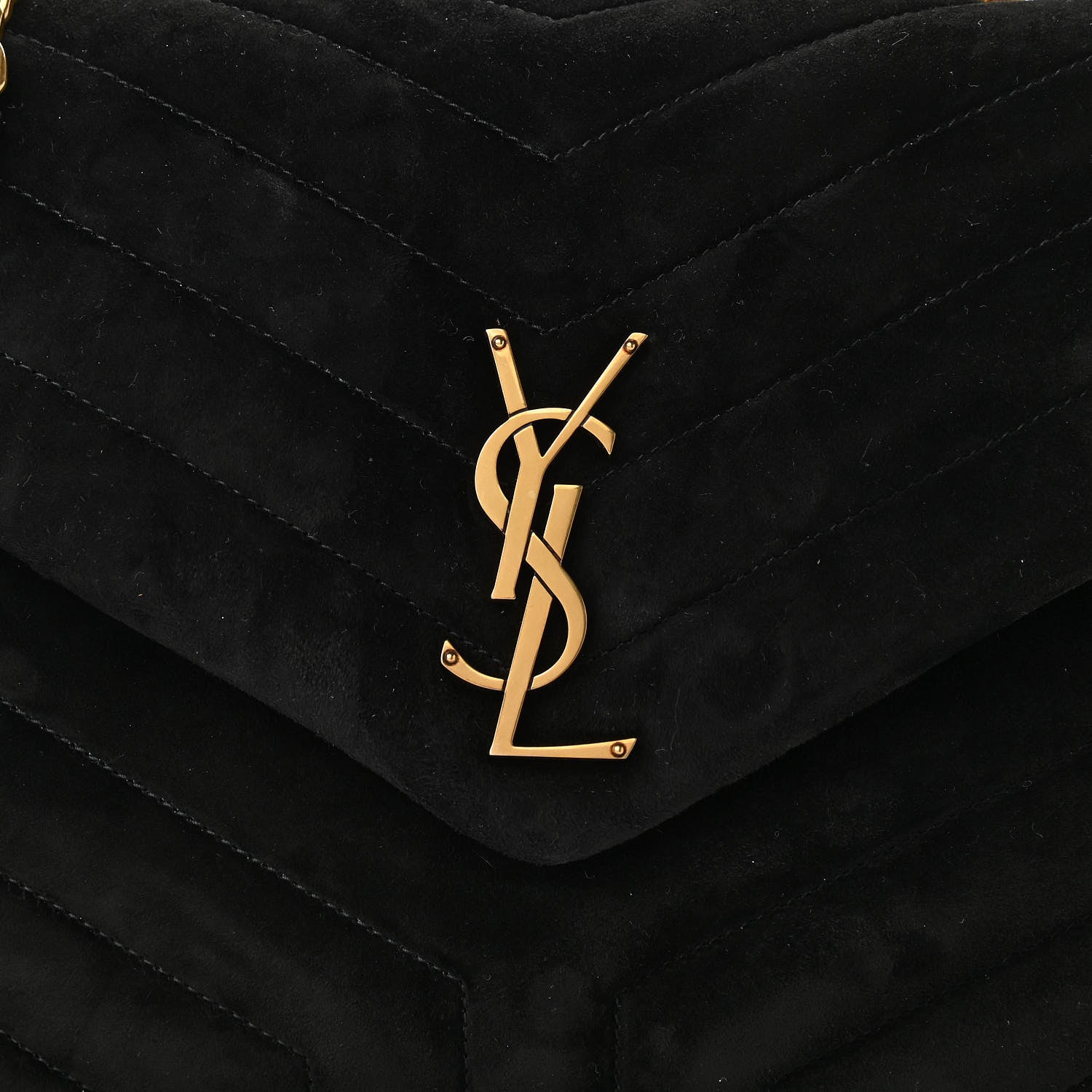 Saint Laurent Suede Y Quilted Monogram Medium Loulou Chain Satchel Black 7 of 9
